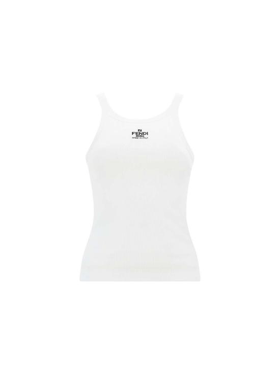  펜디 민소매 티셔츠 코튼 탑 화이트