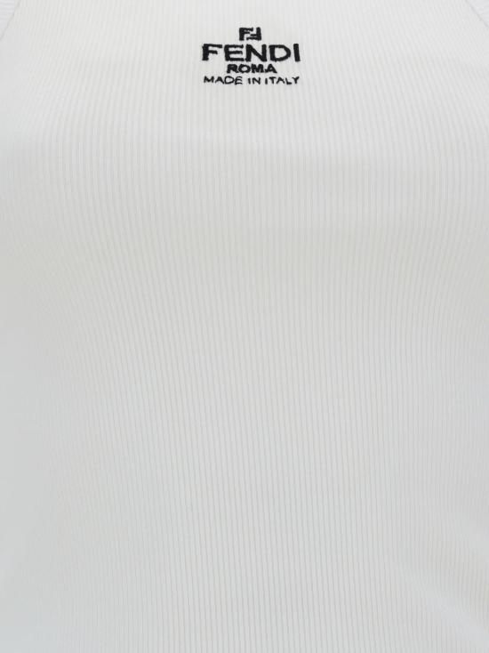  펜디 민소매 티셔츠 코튼 탑 화이트 - FENDI