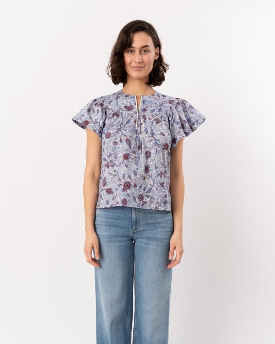  울라 존슨 블라우스 펄린 반팔 코튼  가드니아