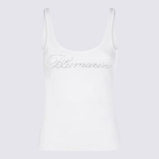  블루마린 민소매 티셔츠 코튼 탱크탑 내추럴 화이트