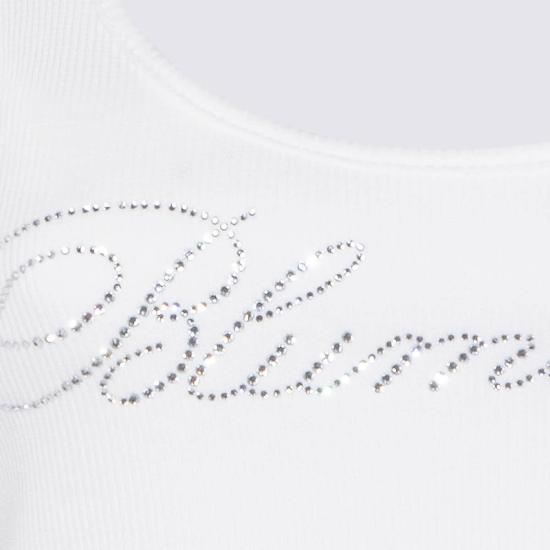  블루마린 민소매 티셔츠 코튼 탱크탑 내추럴 화이트 - BLUMARINE