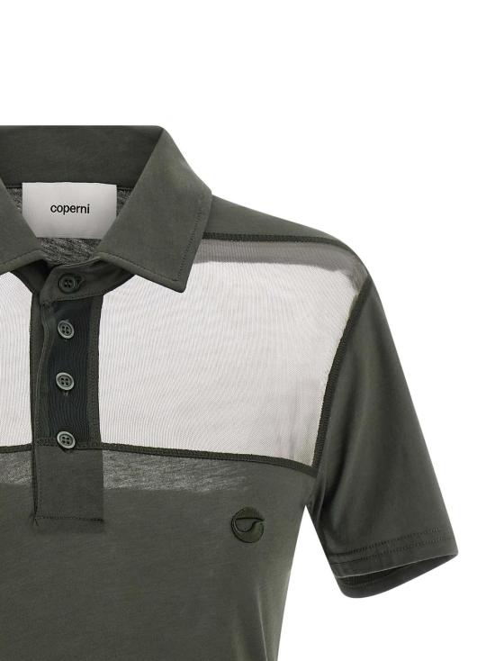  코페르니 반팔 티셔츠 시스루 스트라이프 폴로 셔츠 탑 그린 - COPERNI