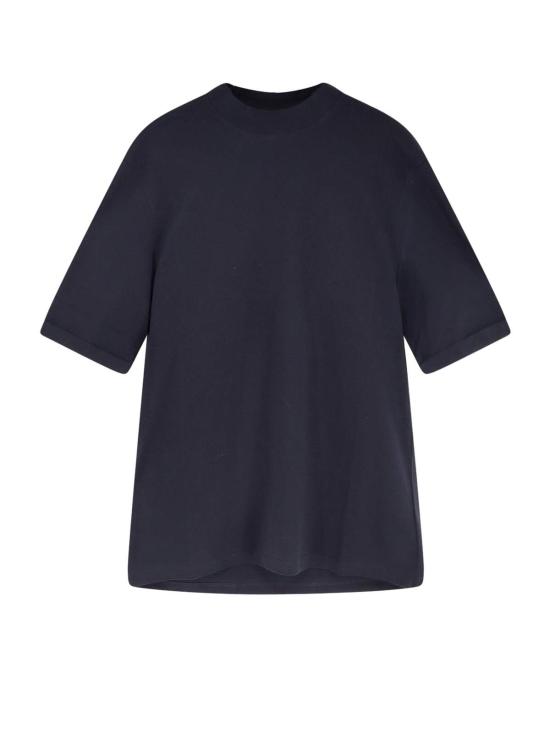  브루넬로 쿠치넬리 반팔 티셔츠 코튼 모크넥 티셔츠 블루