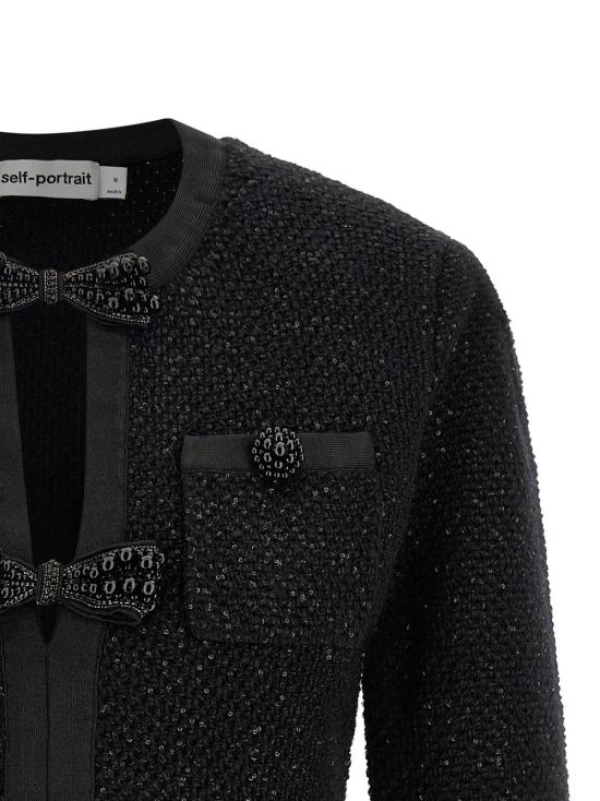  셀프 포트레이트 숏 원피스 시퀸 니트 미니 드레스 블랙 - SELF PORTRAIT