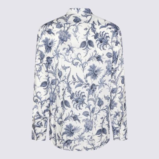  에트로 탑 화이트 앤 블루 셔츠 - ETRO