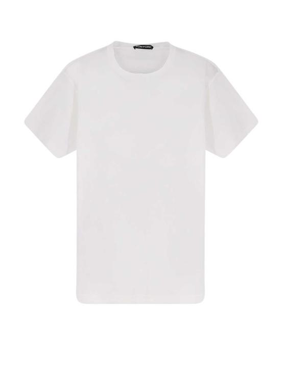  톰포드 반팔 티셔츠 톰 포드 코튼 앤 실크 티셔츠 옵티컬 화이트