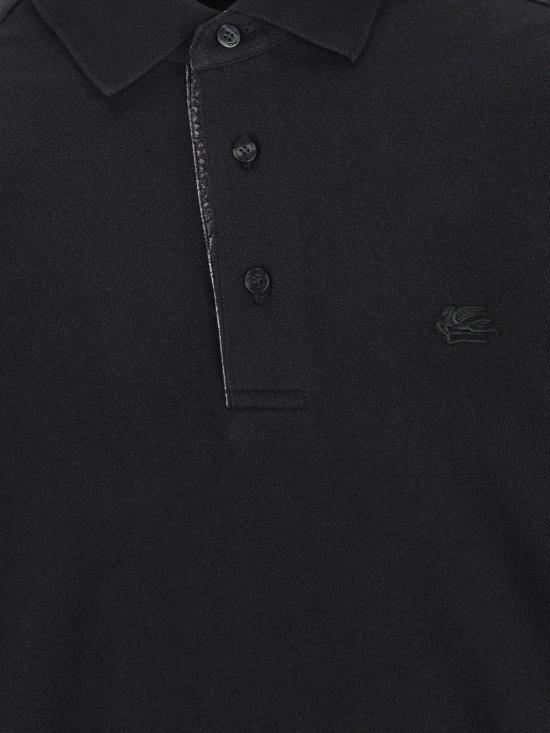  에트로 폴로 티셔츠 Etro Pegaso 자수 폴로 셔츠 블랙 - ETRO