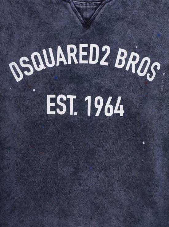  [키즈] 디스퀘어드2 풀오버 Dsquared2 다크 블루 로고 크루넥 스웨트셔츠 블루 - DSQUARED2