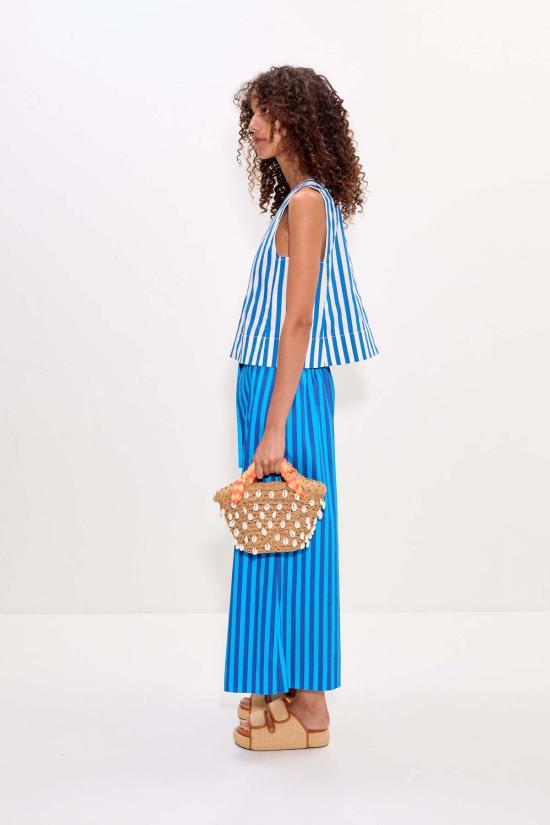  사이먼밀러 블라우스 사이먼 밀러 아로 슬리브리스 포플린 탑 블루 스트라이프 - SIMONMILLER