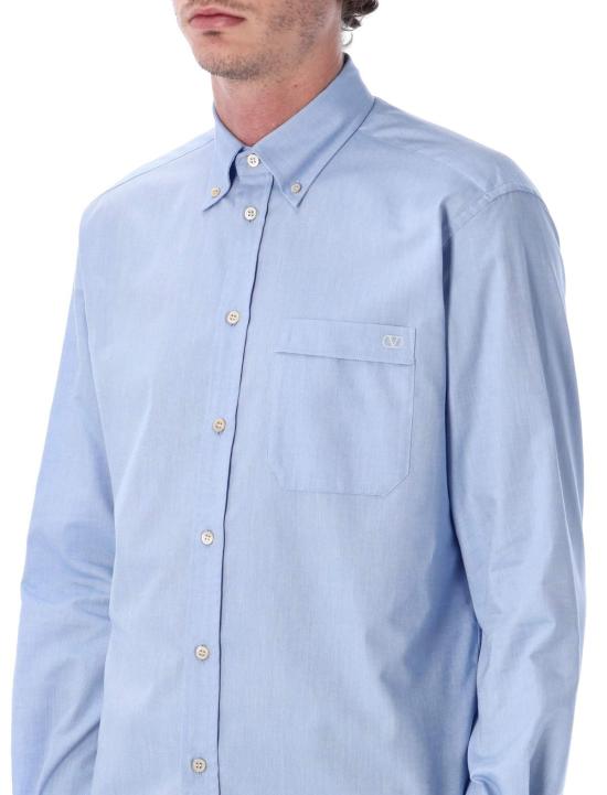  발렌티노 가라바니 긴팔 셔츠 Valentino Garavani Vlogo 옥스포드 셔츠 스카이 스프링 - VALENTINO GARAVANI