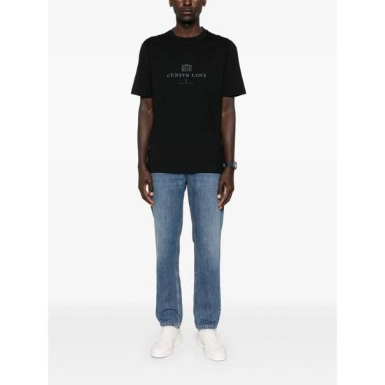  브루넬로 쿠치넬리 반팔 티셔츠 Brunello Cucinelli 티셔츠 블랙 - BRUNELLO CUCINELLI