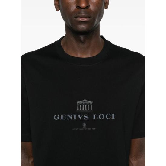  브루넬로 쿠치넬리 반팔 티셔츠 Brunello Cucinelli 티셔츠 블랙 - BRUNELLO CUCINELLI
