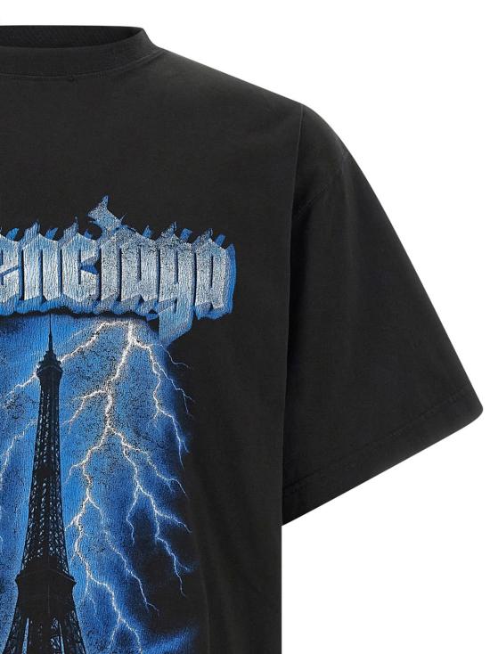  발렌시아가 반팔 티셔츠 파리 썬더스톰 티셔츠 블랙 - BALENCIAGA