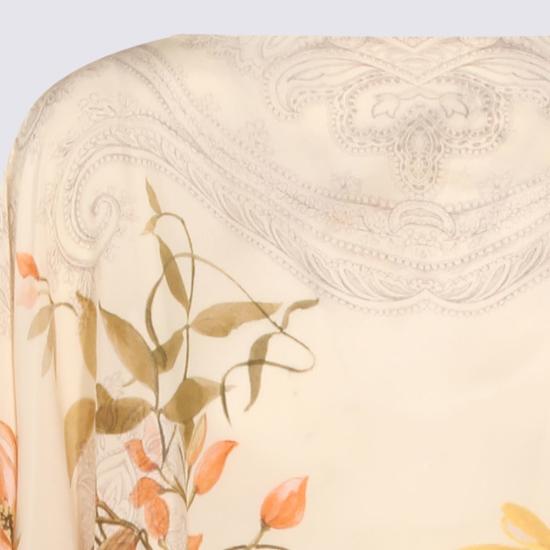  에트로 민소매 티셔츠 화이트 실크 탱크탑 베이지/멀티 - ETRO