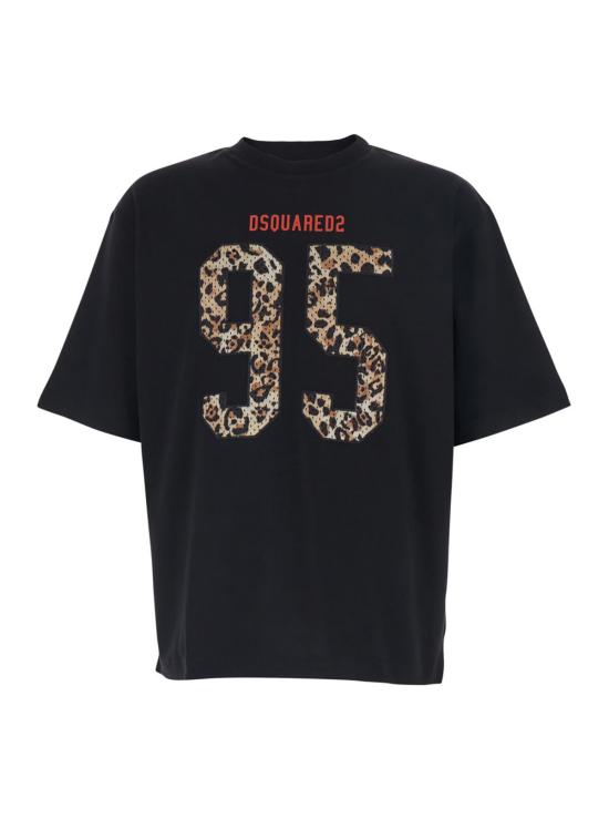  디스퀘어드2 반팔 티셔츠 Dsquared2 맥시 로고 크루넥 티셔츠 블랙