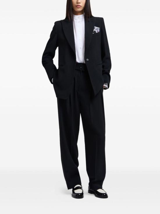  엠포리오 아르마니 스트레이트 팬츠 벨티드 팬츠 블랙 - EMPORIO ARMANI