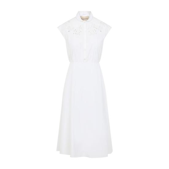 26SS 발렌티노 가라바니 미디 원피스 8B3VAJR59VN 0BO BIANCO WHITE