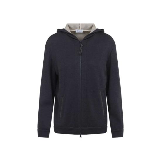  브루넬로 쿠치넬리 스웨터 Brunello Cucinelli 후드 카디건 카본 - BRUNELLO CUCINELLI