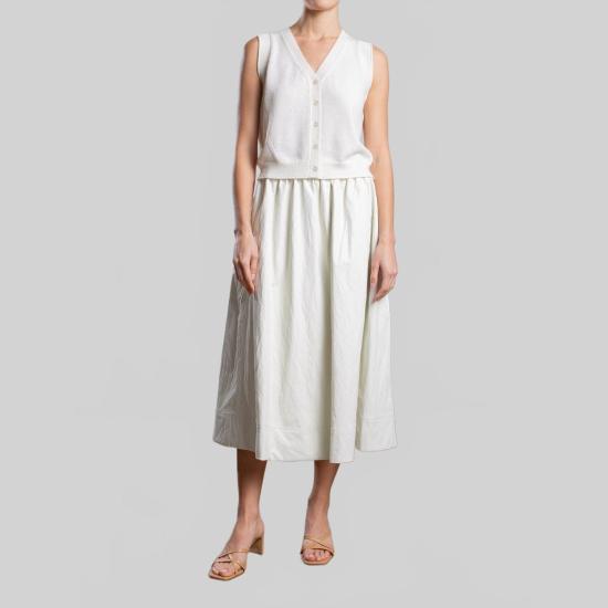  파라오 롱 스커트 클라우디아 스커트, 인조 가죽, 아이보리 색상 - PHARAOH