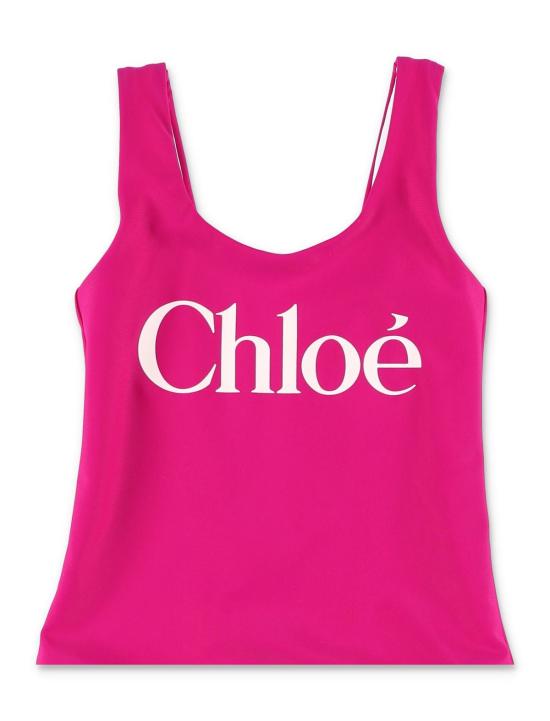  [키즈] 끌로에 수영복/비치웨어 키즈  끌로 로고 수영복 푸시아 - CHLOE