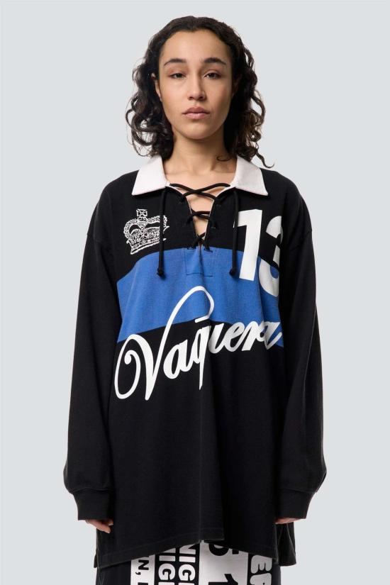  바퀘라 반팔 티셔츠 바케라 블랙 블루 럭비 셔츠 니트 탑 - VAQUERA