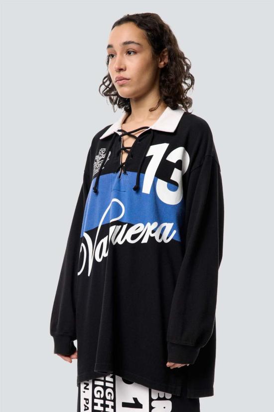  바퀘라 반팔 티셔츠 바케라 블랙 블루 럭비 셔츠 니트 탑 - VAQUERA