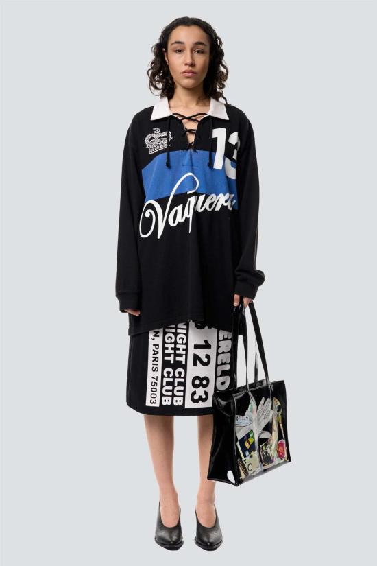  바퀘라 반팔 티셔츠 바케라 블랙 블루 럭비 셔츠 니트 탑 - VAQUERA