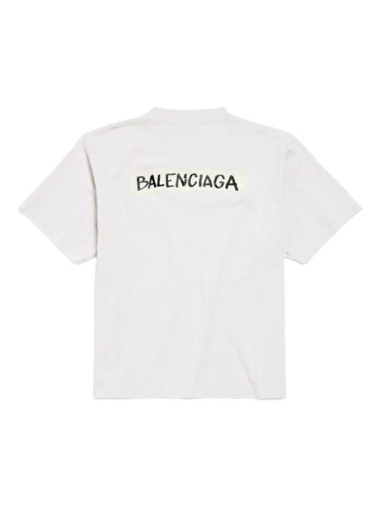  발렌시아가 반팔 티셔츠 마스킹 테이프 티셔츠 화이트 - BALENCIAGA