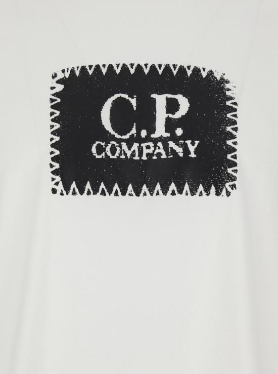  씨피 컴퍼니 반팔 티셔츠 C.P. 컴퍼니 크루넥 코튼 로고 티셔츠 화이트 - C.P. COMPANY
