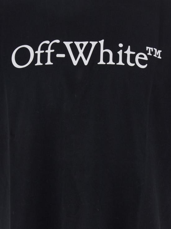  오프화이트 반팔 티셔츠 오버사이즈 티셔츠, 대비되는 로고 레터링 프린트, 블랙 - OFF WHITE