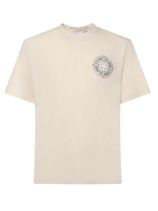  스톤 아일랜드 반팔 티셔츠 스톤 프린트 티셔츠 아이보리