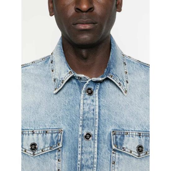  베르사체 데님 셔츠 셔츠 블루 - VERSACE