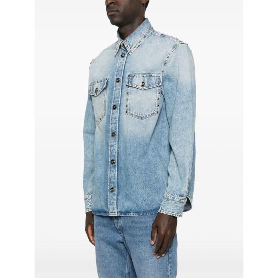  베르사체 데님 셔츠 셔츠 블루 - VERSACE