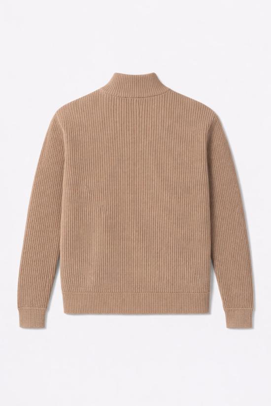  블루&크림 자켓 캐시미어 퀼팅 콤보 지퍼 재킷 (연한 갈색) - BLUE&CREAM