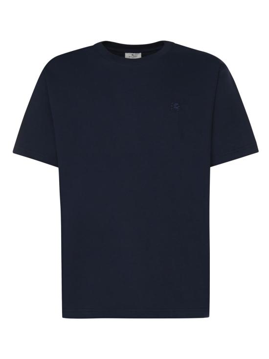  에트로 반팔 티셔츠 로고 코튼 티셔츠 (블루)