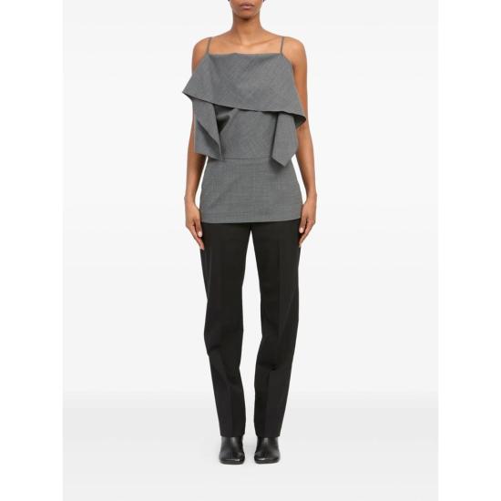  MM6 메종마르지엘라 민소매 티셔츠 Mm6 메종 마르지엘라 러플 탱크탑 그레이 - MM6 MAISON MARGIELA