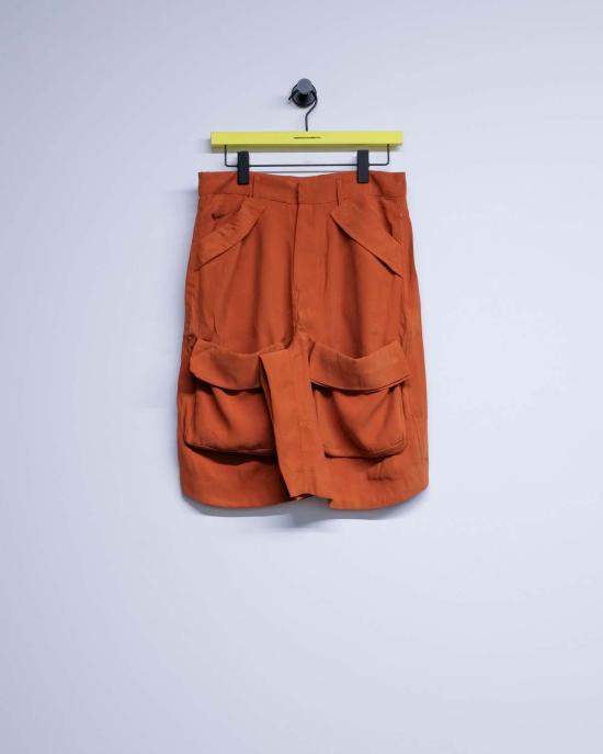 에드워드 커밍 숏팬츠 번트 오렌지 브러시드 비스코스 카고 새그