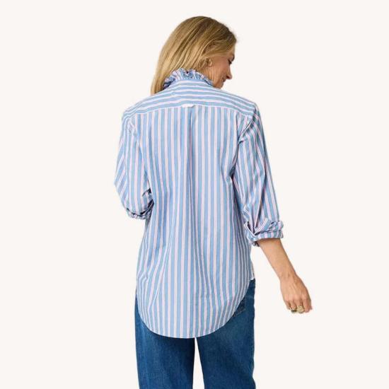  케리 로센탈 셔츠 케리 로젠탈 미아 러플 스트라이프 셔츠 - KERRI ROSENTHAL