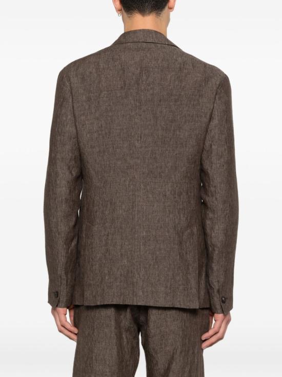  엠포리오 아르마니 수트 자켓 린넨 싱글 브레스트 블레이저 브라운 - EMPORIO ARMANI