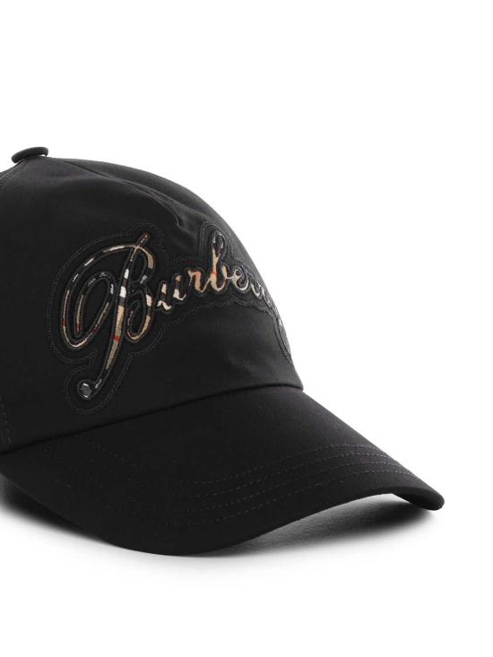  버버리 모자 개버딘 로고 베이스볼 캡 블랙 - BURBERRY