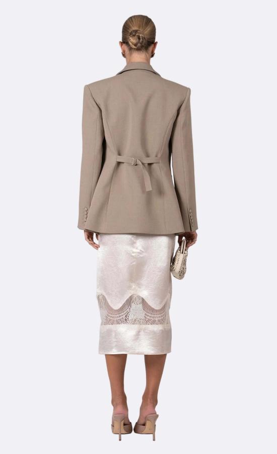  논살란트 레이블 미디 스커트 무심한 라벨 에디 스커트 리퀴드 샴페인 - NONCHALANT LABEL