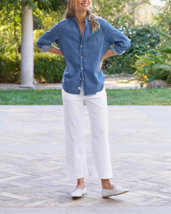  프랭크 앤 에일린 블라우스 프랭크 & 아일린 아일린 러플 탑 블루 - FRANK & EILEEN