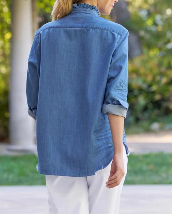  프랭크 앤 에일린 블라우스 프랭크 & 아일린 아일린 러플 탑 블루 - FRANK & EILEEN