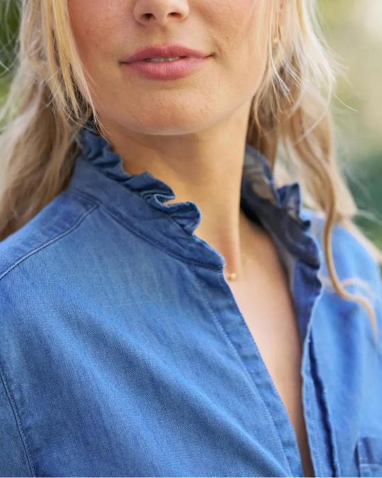  프랭크 앤 에일린 블라우스 프랭크 & 아일린 아일린 러플 탑 블루 - FRANK & EILEEN