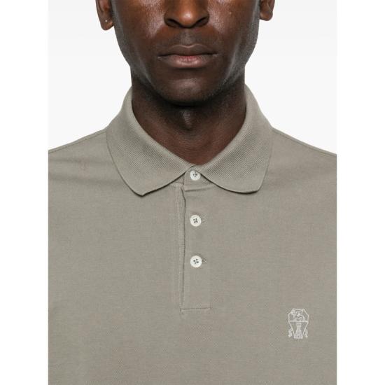  브루넬로 쿠치넬리 폴로 티셔츠 Brunello Cucinelli 스웨터 폴로 셔츠 그린 - BRUNELLO CUCINELLI