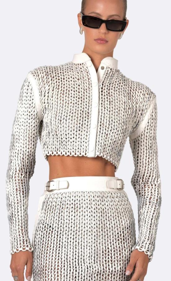  논살란트 레이블 가죽 자켓 무심한 라벨 라파 재킷 화이트