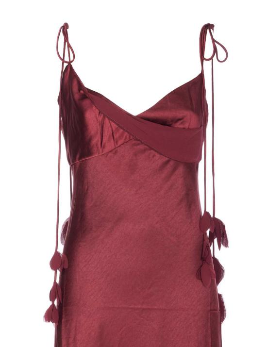  셀프 포트레이트 미디 원피스 새틴 플라워 미디 드레스 레드 - SELF PORTRAIT