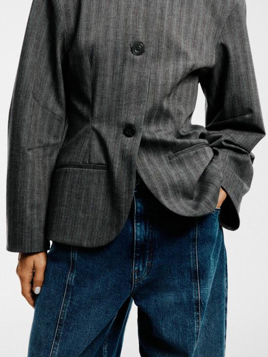  바움 운드 페르드가르텐 수트 자켓 Baum und Pferdgarten Botilda 블레이저 그레이 스트라이프 - BAUM UND PFERDGARTEN