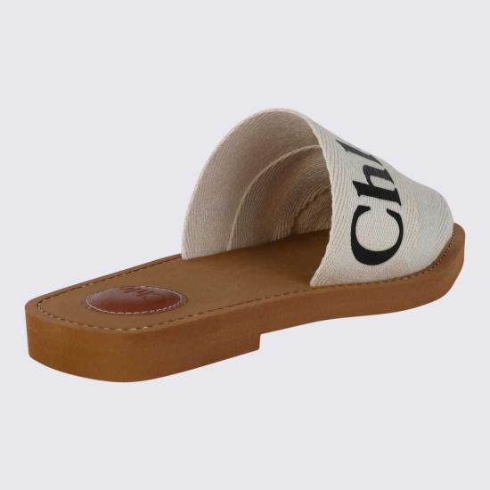  끌로에 플랫 슈즈 우디 캔버스 플랫 화이트 - CHLOE