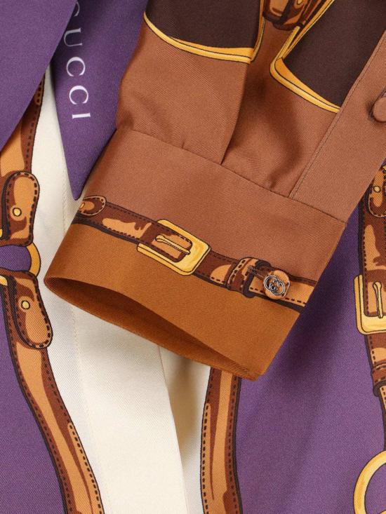  구찌 탑 실크 트윌 셔츠 멀티컬러 - GUCCI